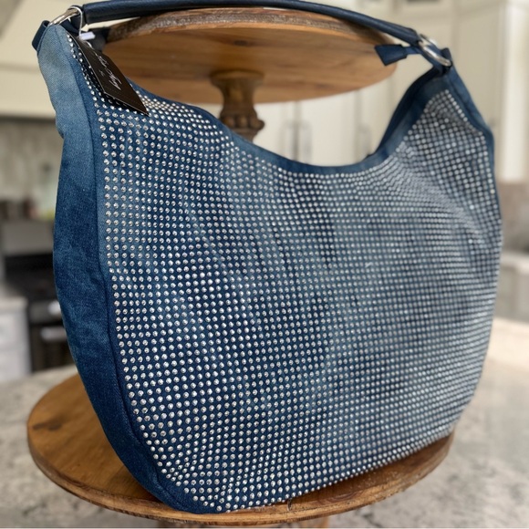 Chic Blue Rhinestone Hobo Bag - Picture 2 of 3